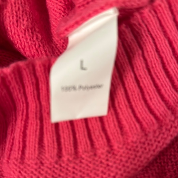 Vibrant Pink V-Neck Sweater with Balloon Sleeves - Picture 8 of 9